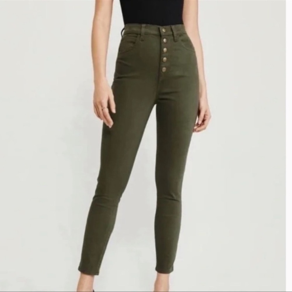 Abercrombie & Fitch Women's Ultra High Rise Super Skinny Ankle Jeans Green 27/4